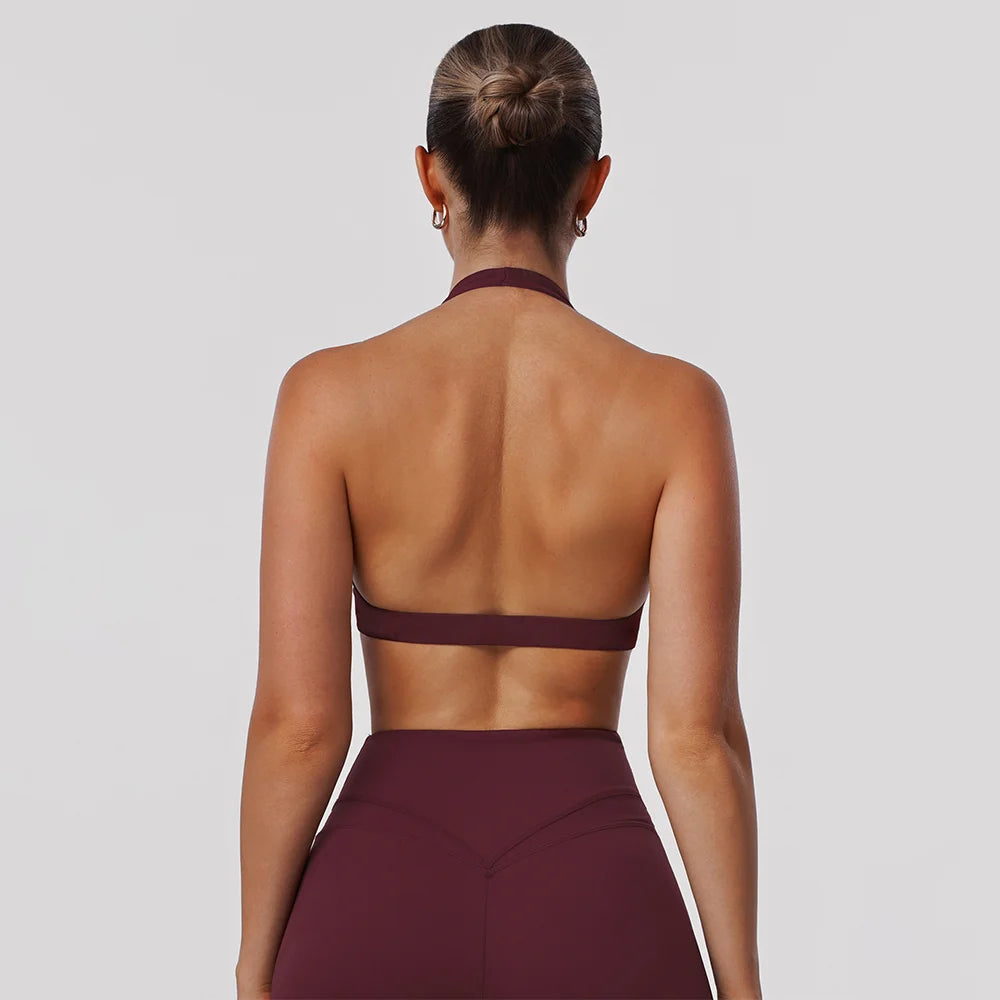 Twist Halter V-Neck Sports Bra