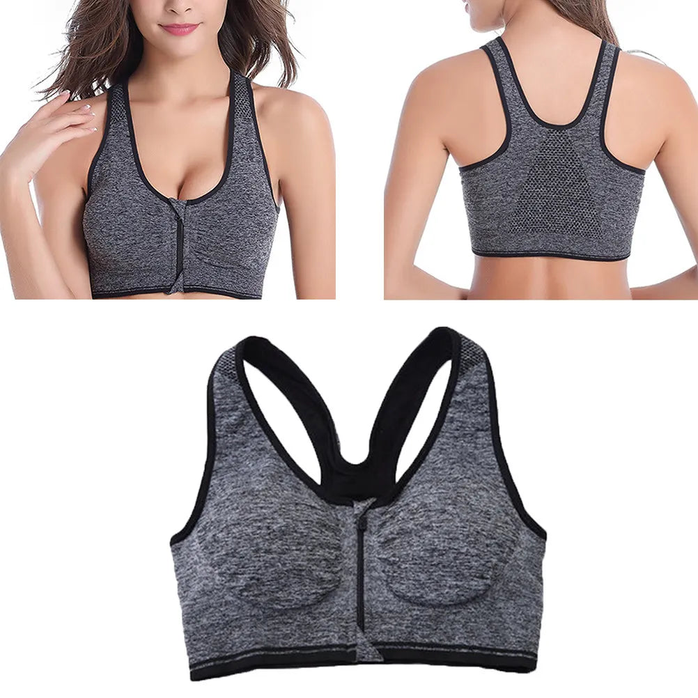 Zip-Front Padded Sports Bra