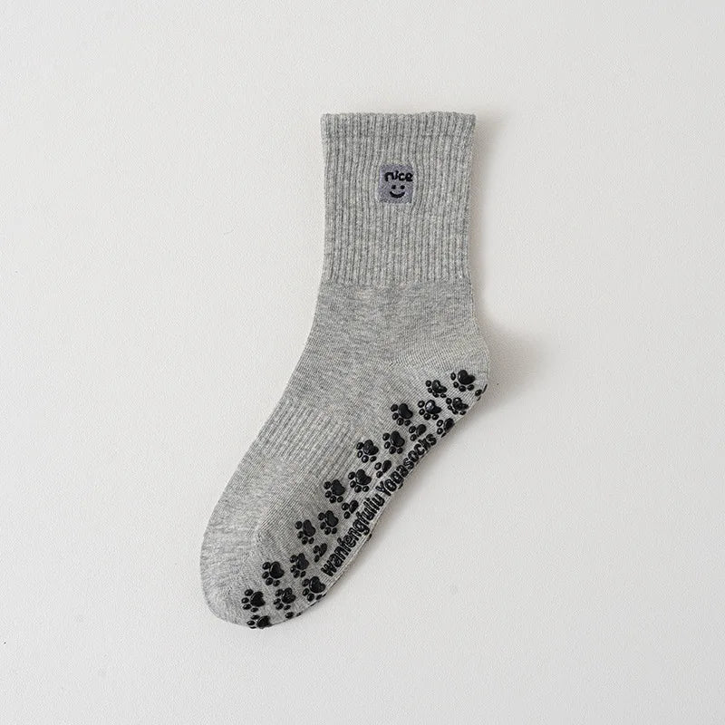 Embroidered Pilates Grip Socks