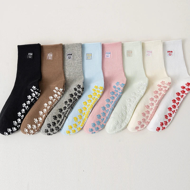 Embroidered Pilates Grip Socks