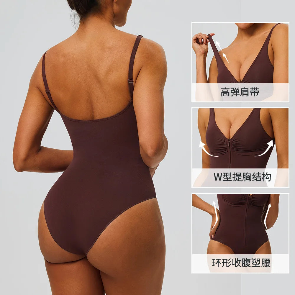 Zip-Front Shaping Bodysuit