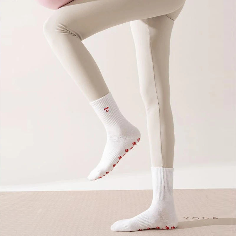 Embroidered Pilates Grip Socks