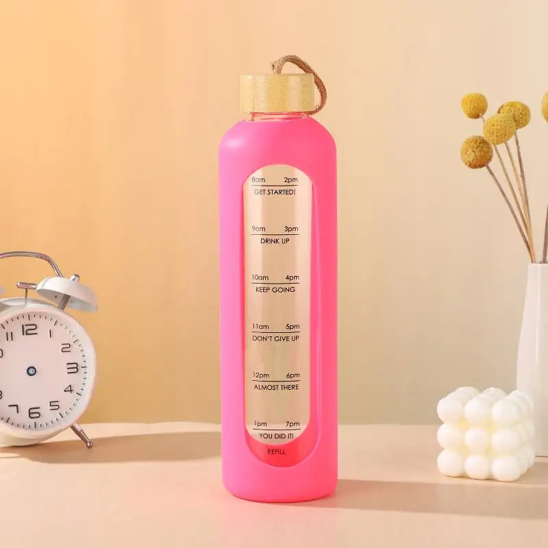 Time-Marker Glass Water Bottle