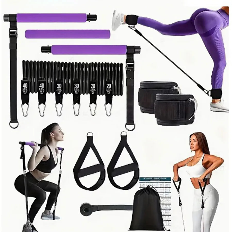 Adjustable Pilates Bar & Resistance Band Set