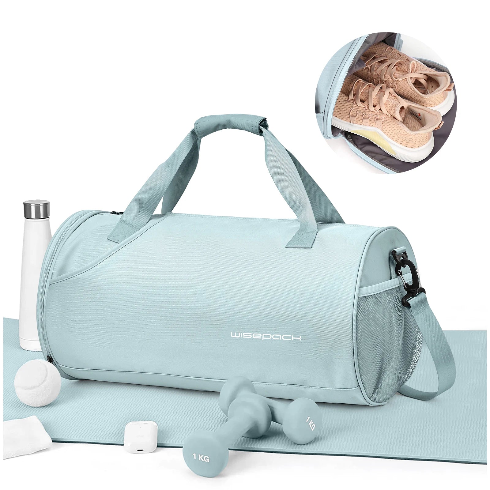 Nylon Gym Duffel with Shoe Compartment