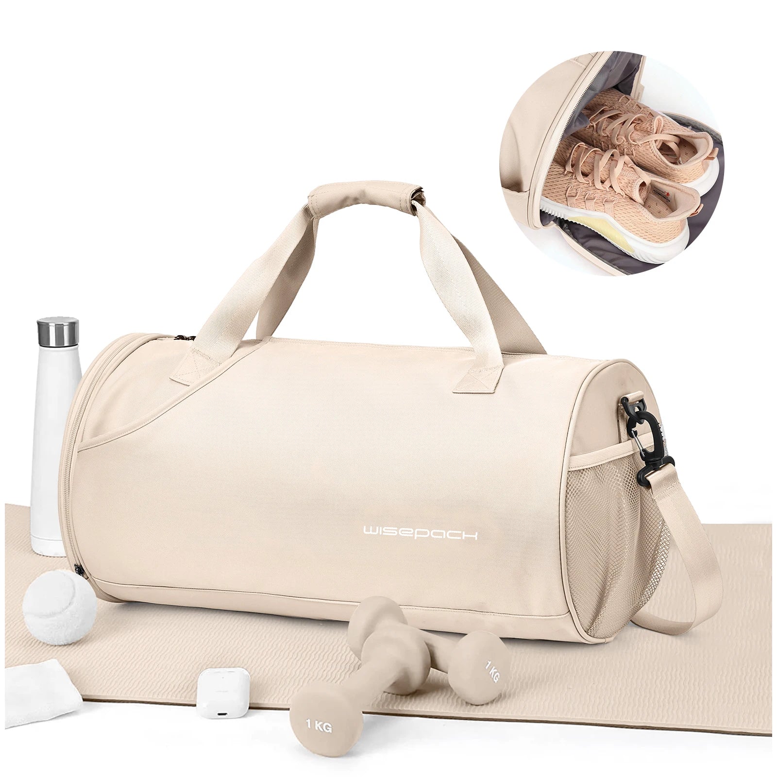 Nylon Gym Duffel with Shoe Compartment