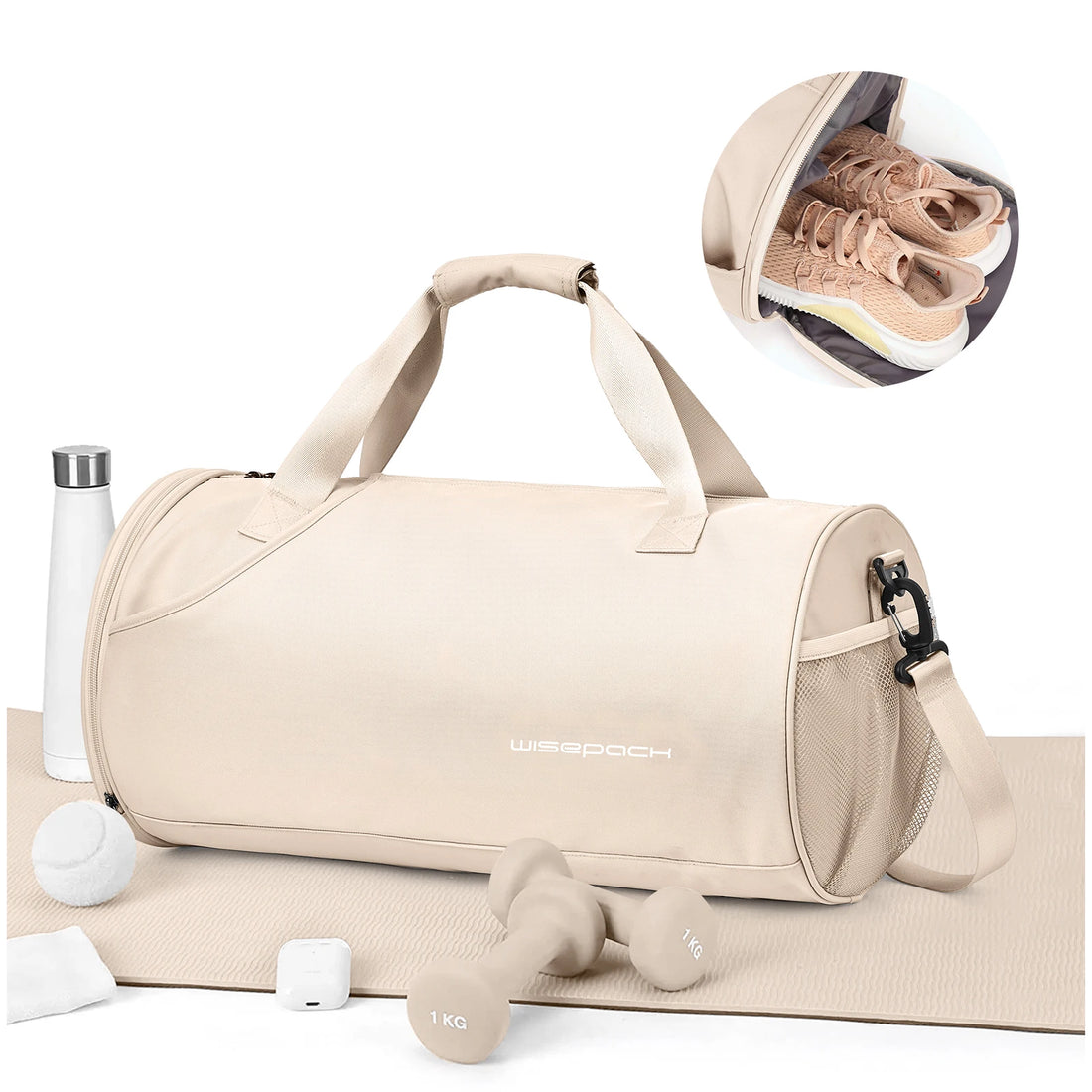 Nylon Gym Duffel with Shoe Compartment