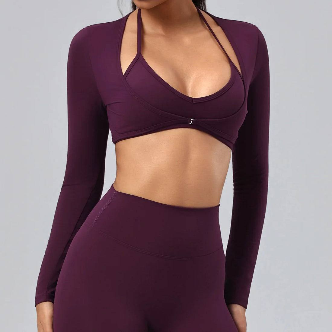 Long-Sleeve Wrap Crop Top