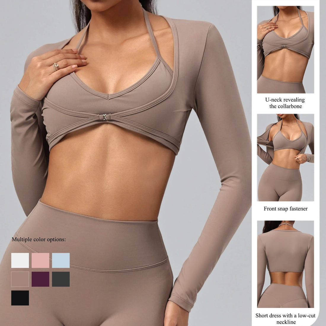 Long-Sleeve Wrap Crop Top