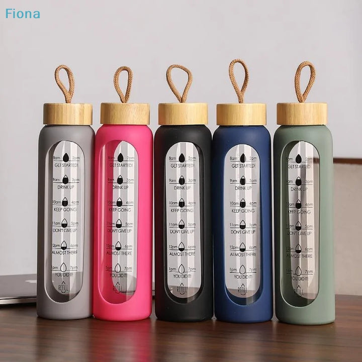 Time-Marker Glass Water Bottle
