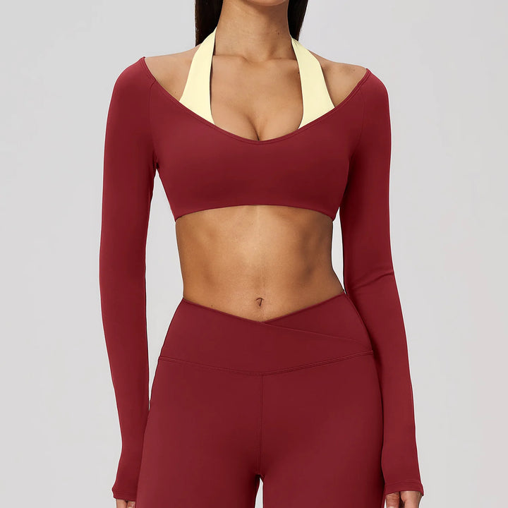 Open-Back Long-Sleeve Crop Top