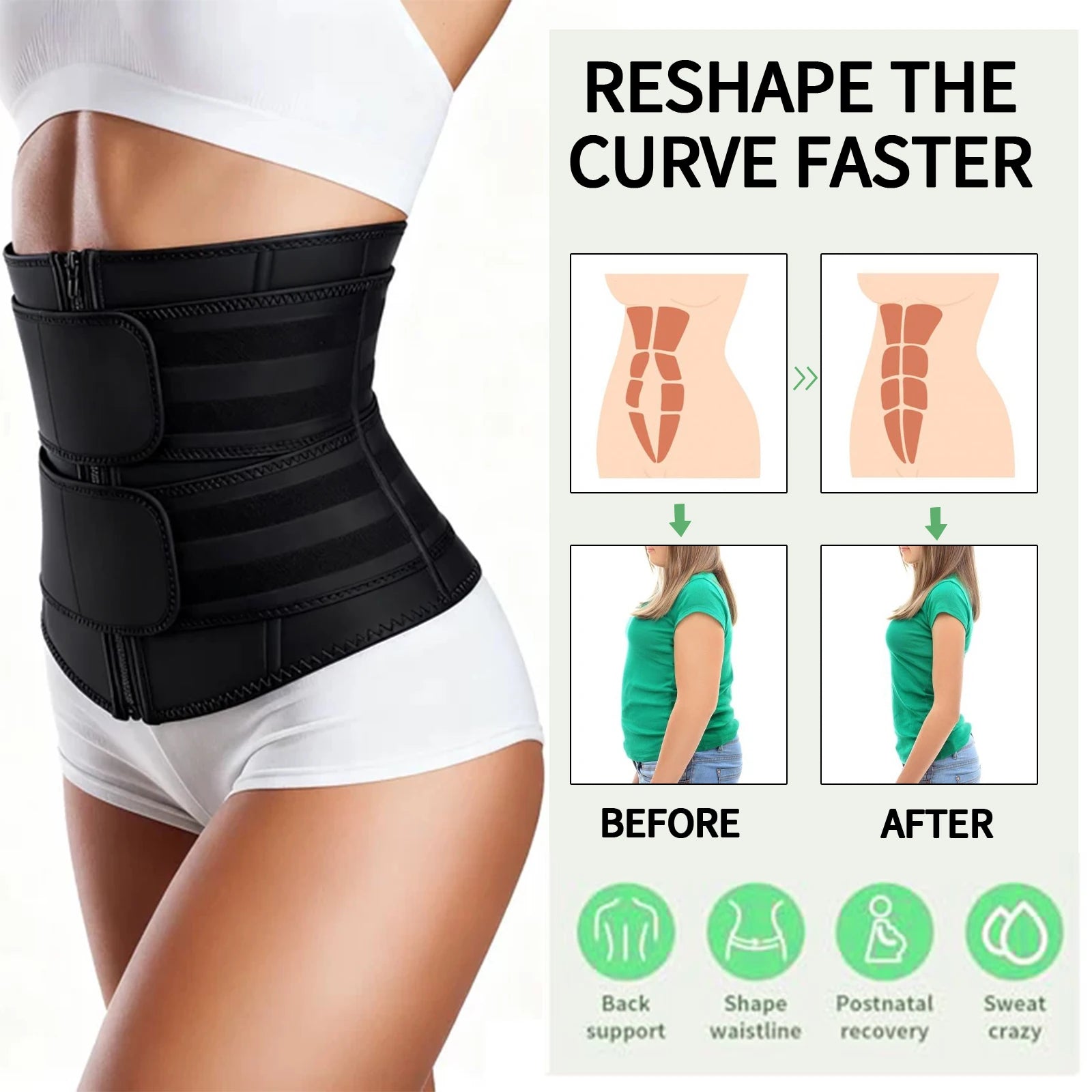 Adjustable Zip-Front Waist Cincher