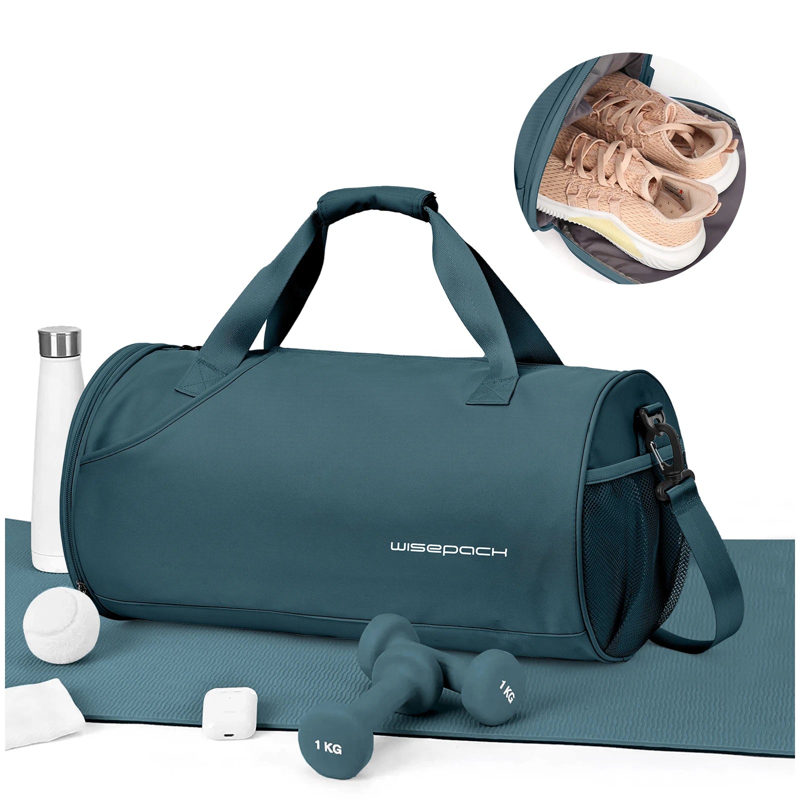 Nylon Gym Duffel with Shoe Compartment
