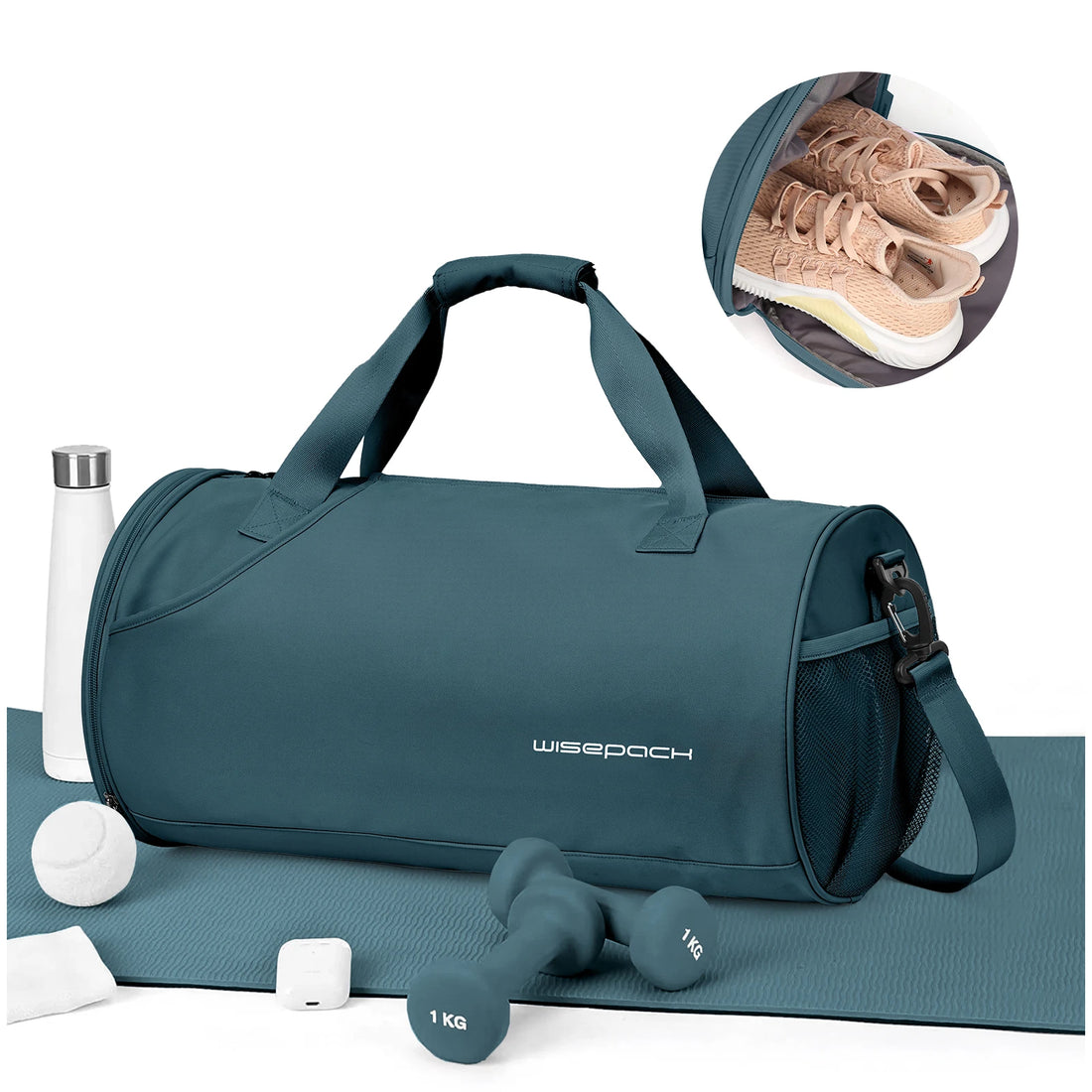 Nylon Gym Duffel with Shoe Compartment