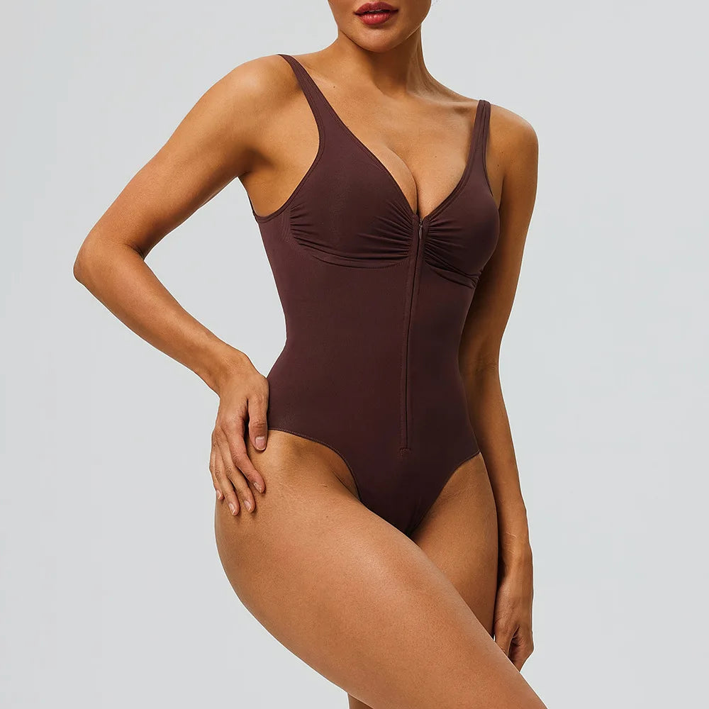 Zip-Front Shaping Bodysuit