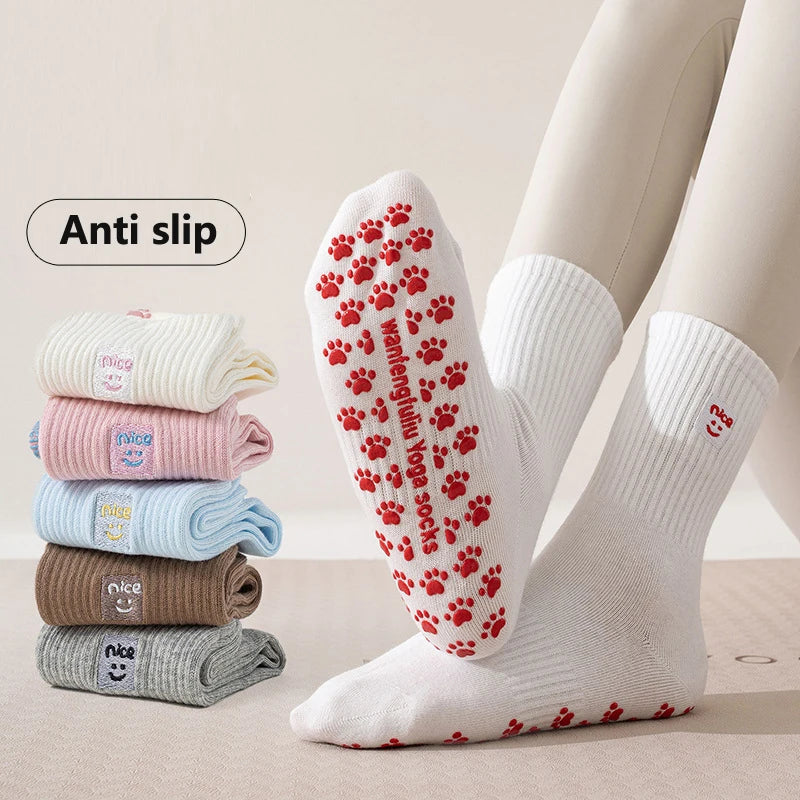 Embroidered Pilates Grip Socks