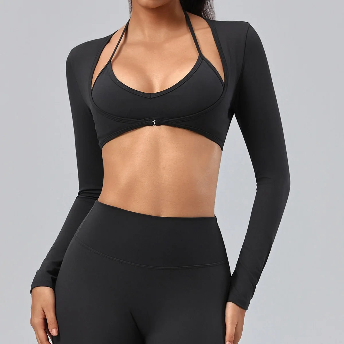 Long-Sleeve Wrap Crop Top