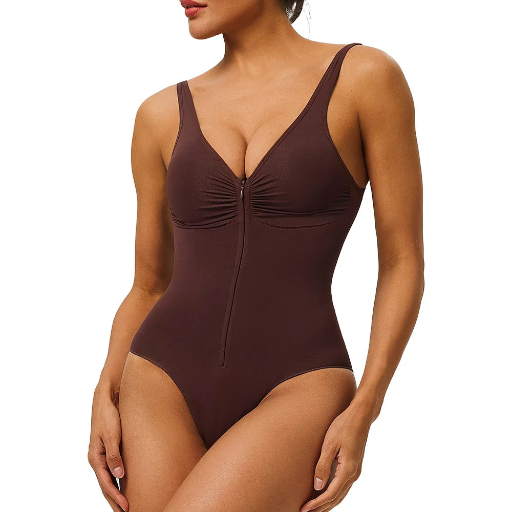 Zip-Front Shaping Bodysuit