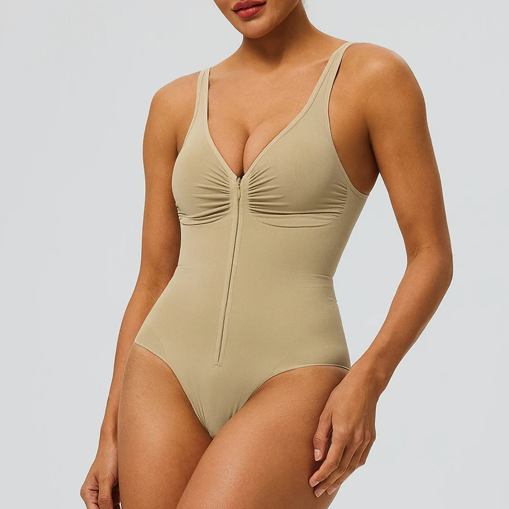Zip-Front Shaping Bodysuit