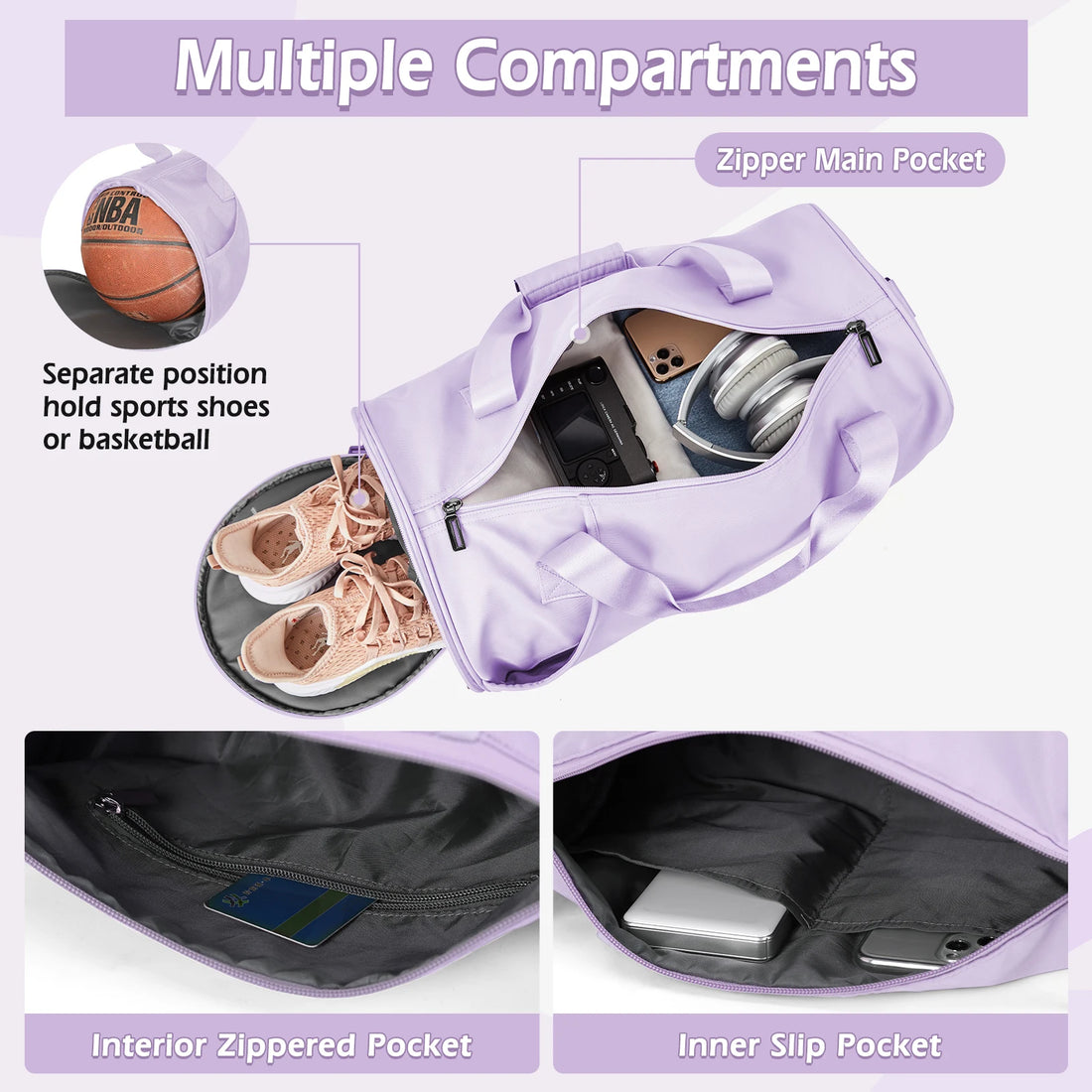 Nylon Gym Duffel with Shoe Compartment