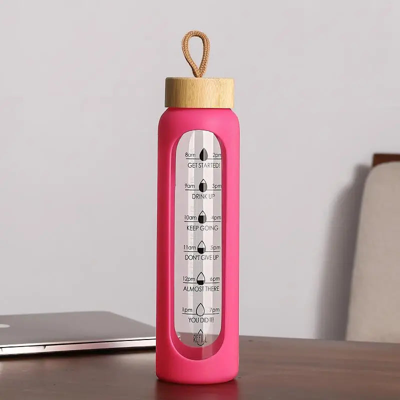 Time-Marker Glass Water Bottle