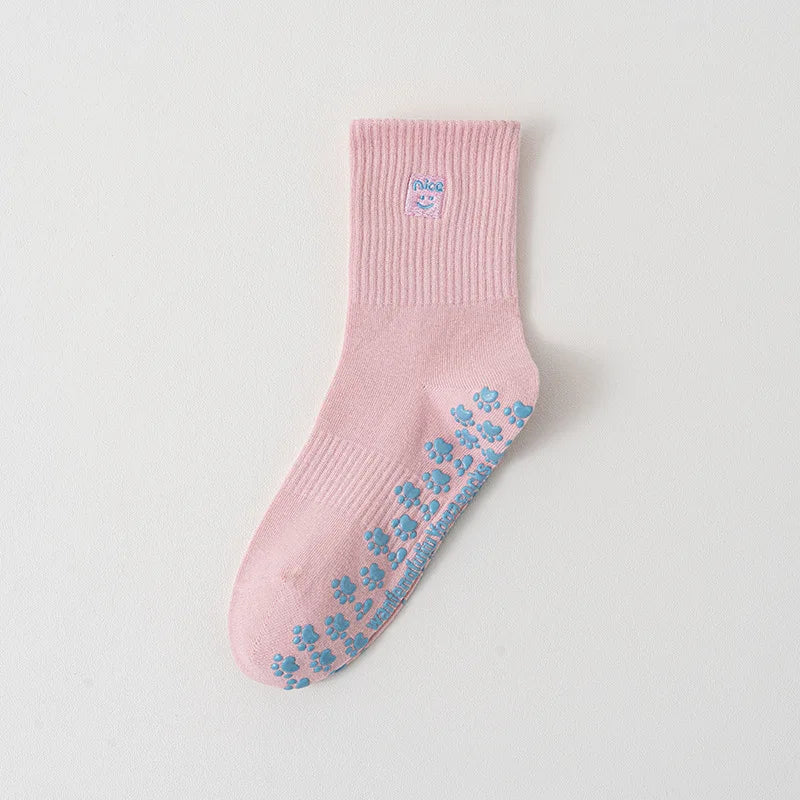 Embroidered Pilates Grip Socks