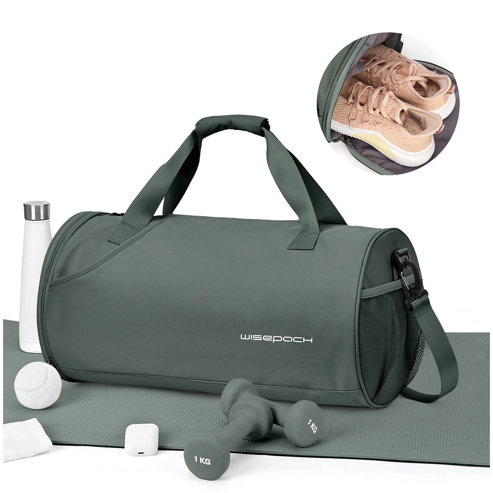 Nylon Gym Duffel with Shoe Compartment