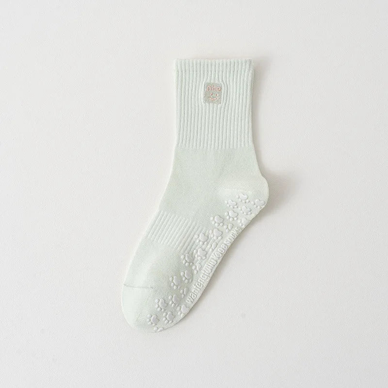 Embroidered Pilates Grip Socks