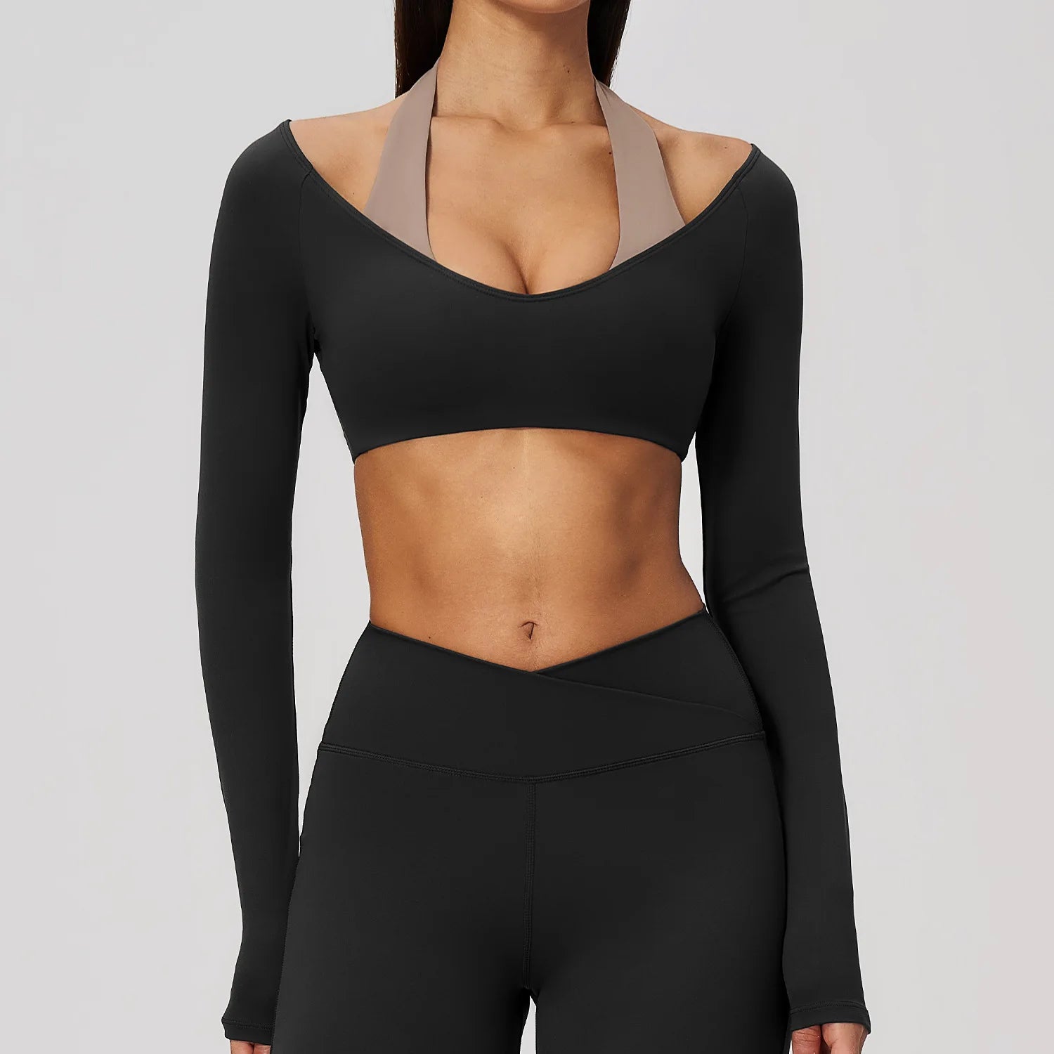 Open-Back Long-Sleeve Crop Top
