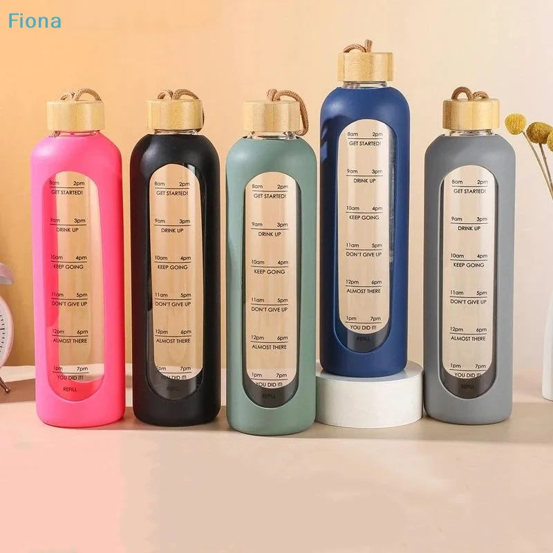 Time-Marker Glass Water Bottle