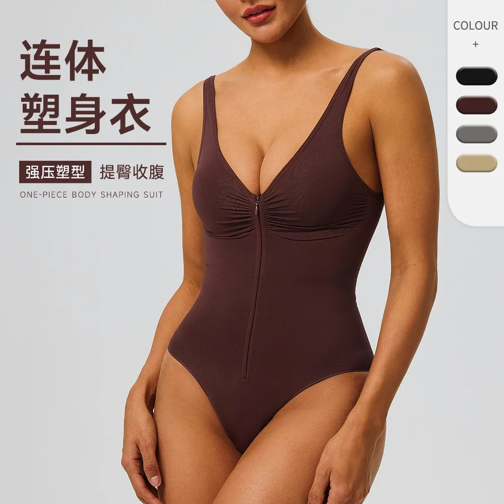 Zip-Front Shaping Bodysuit