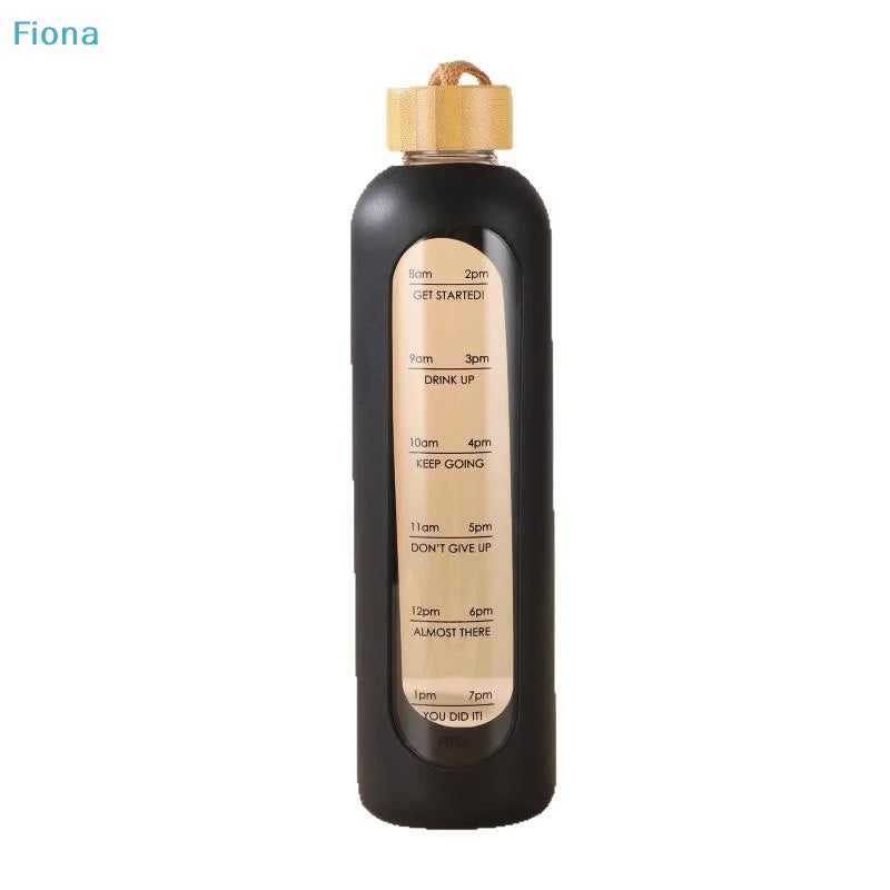 Time-Marker Glass Water Bottle