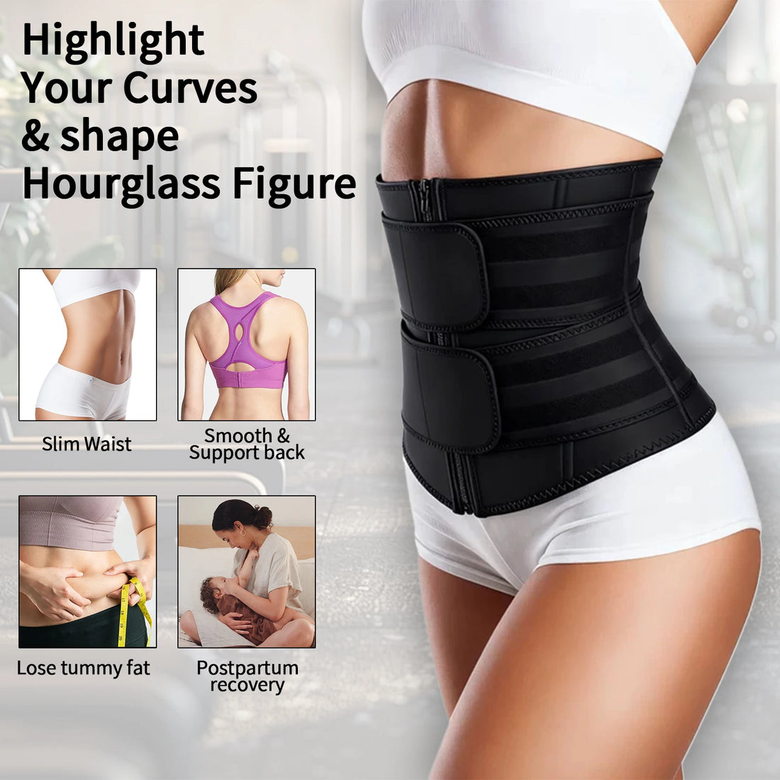 Adjustable Zip-Front Waist Cincher