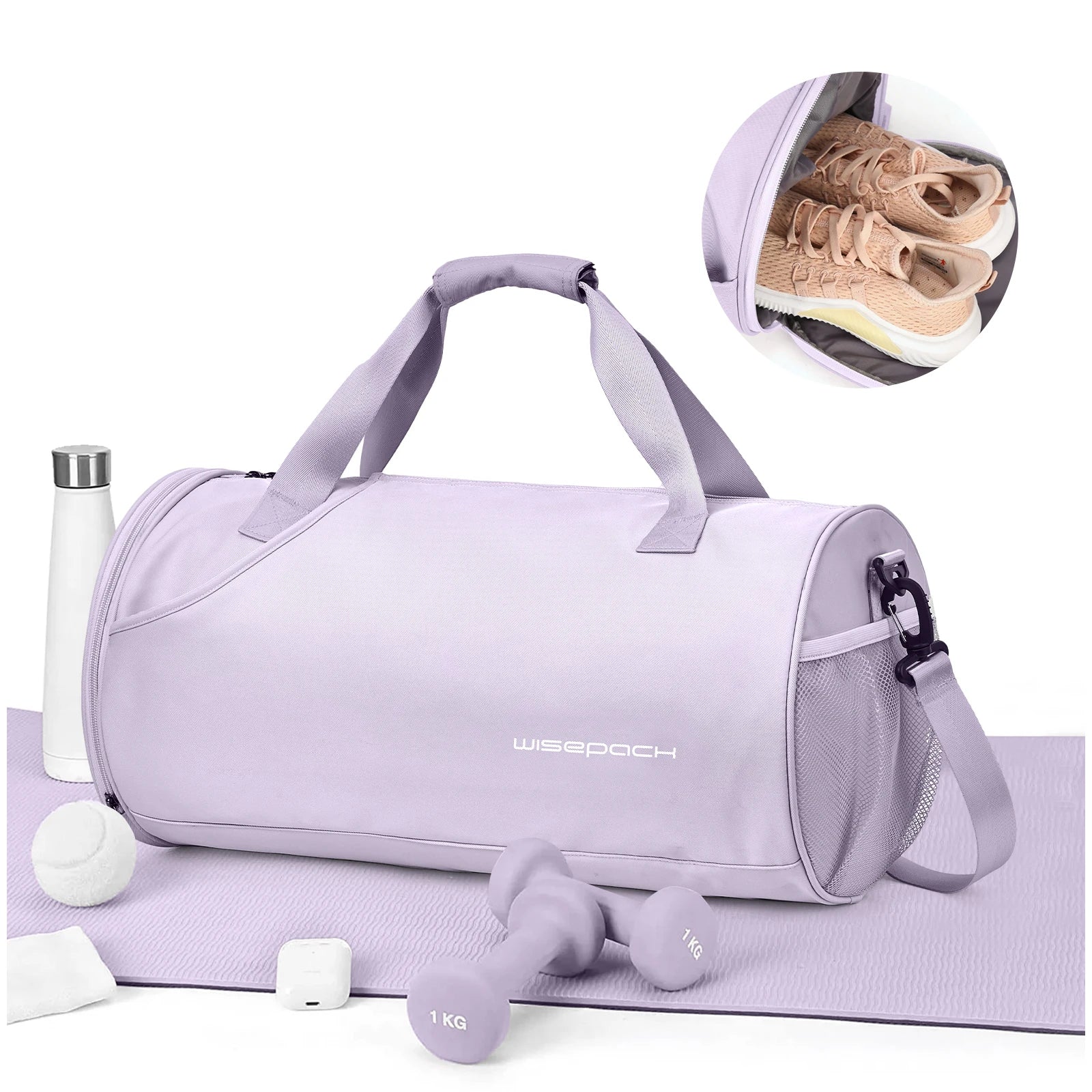 Nylon Gym Duffel with Shoe Compartment