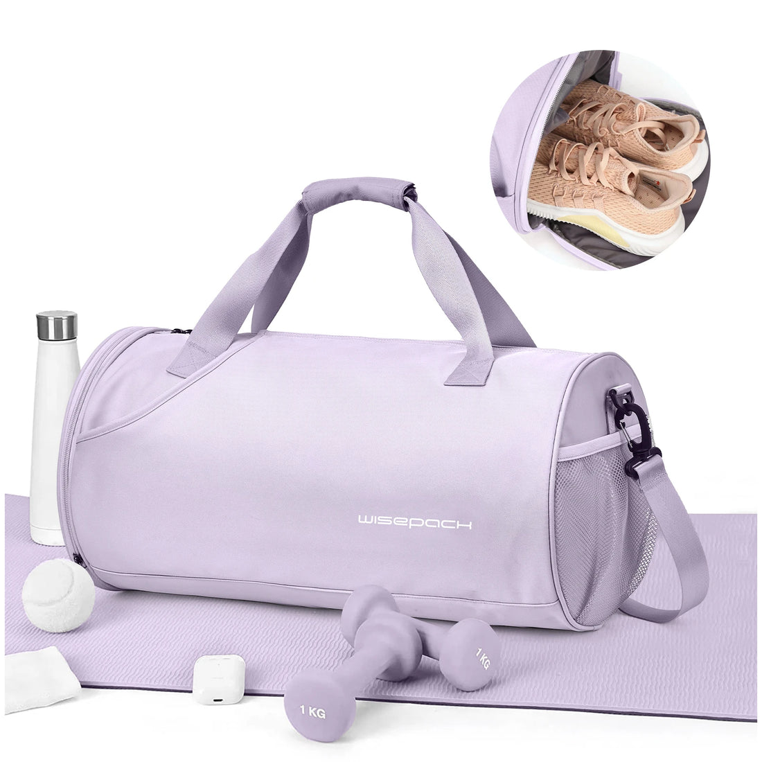 Nylon Gym Duffel with Shoe Compartment