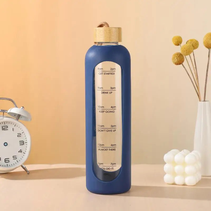 Time-Marker Glass Water Bottle