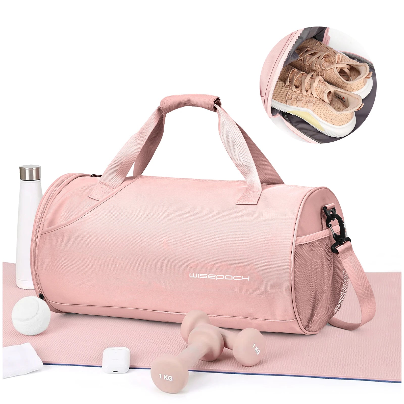 Nylon Gym Duffel with Shoe Compartment