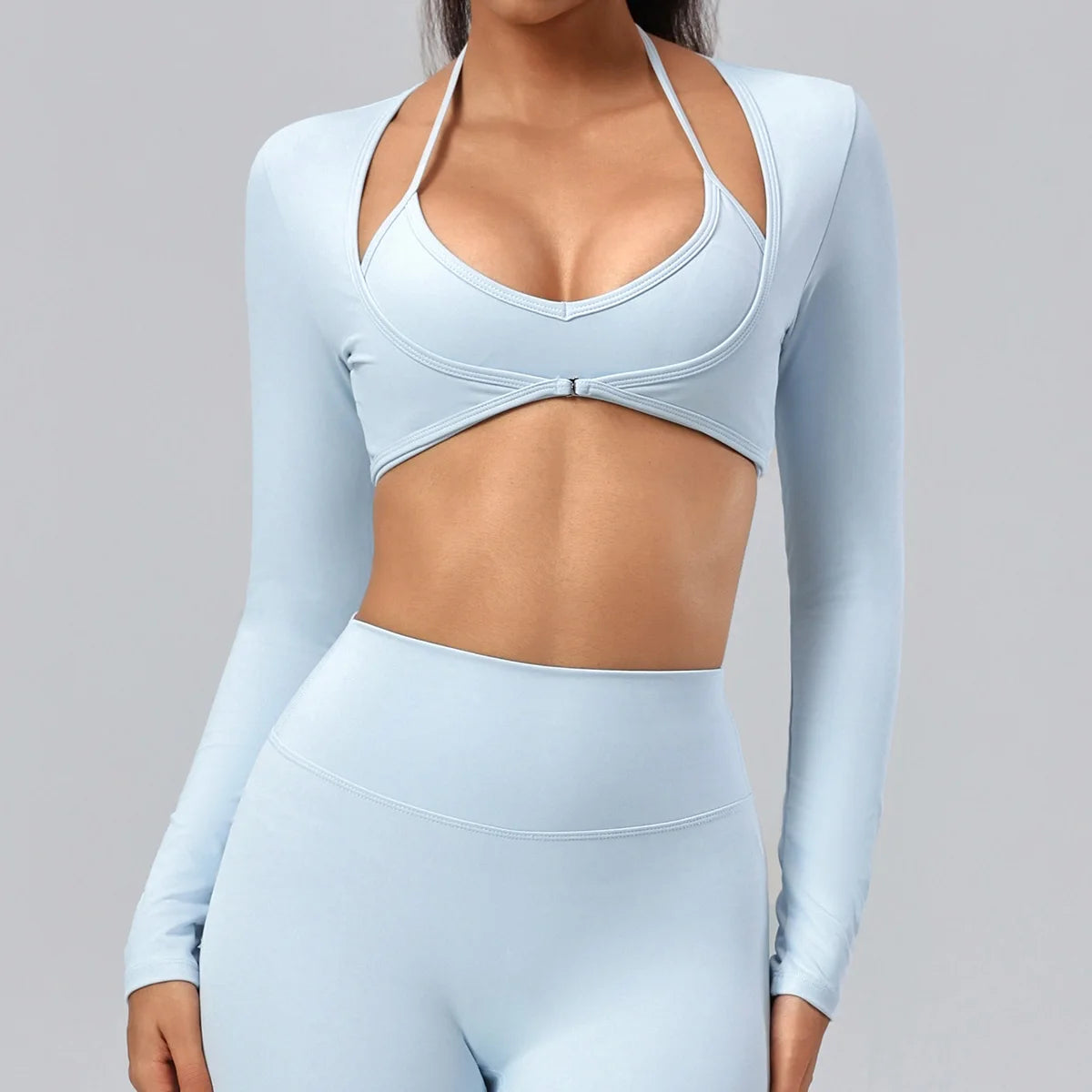 Long-Sleeve Wrap Crop Top