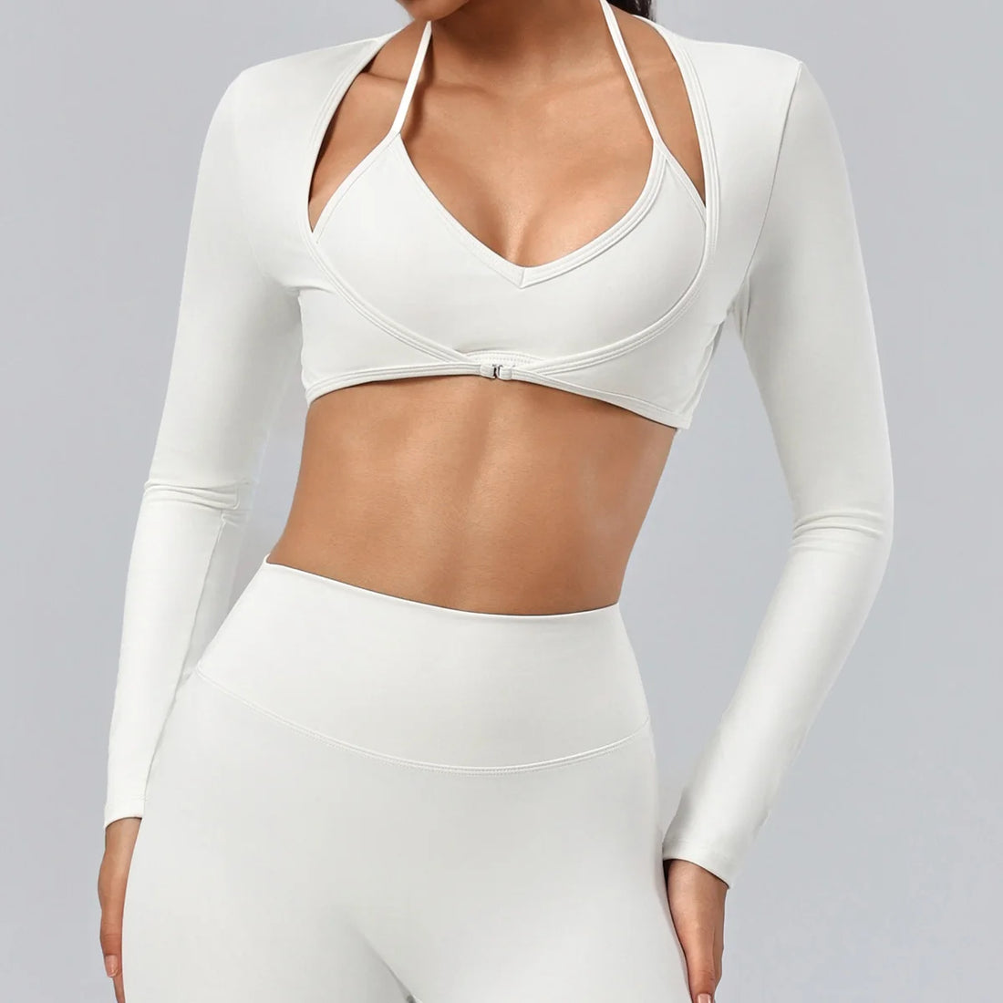 Long-Sleeve Wrap Crop Top