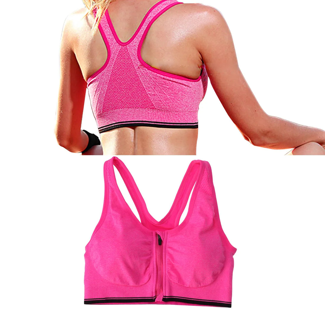 Zip-Front Padded Sports Bra