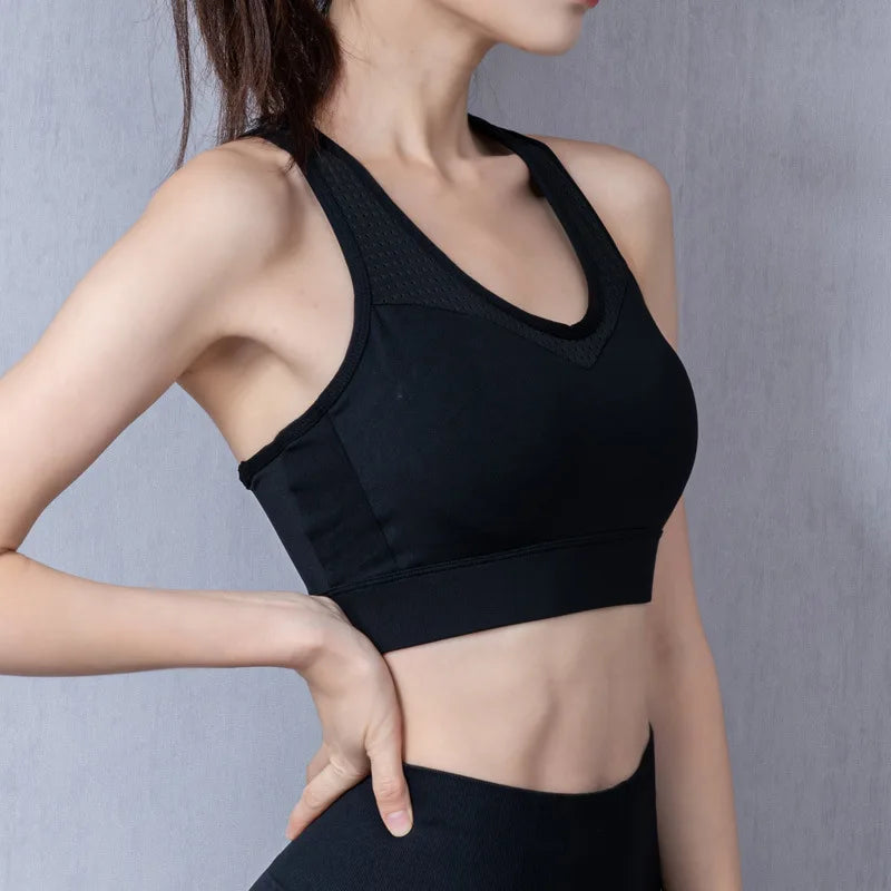 Mesh-Back Racerback Sports Bra