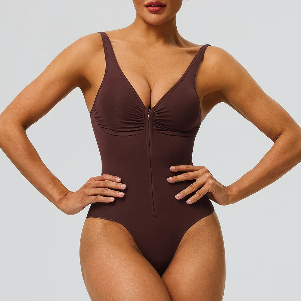 Zip-Front Shaping Bodysuit