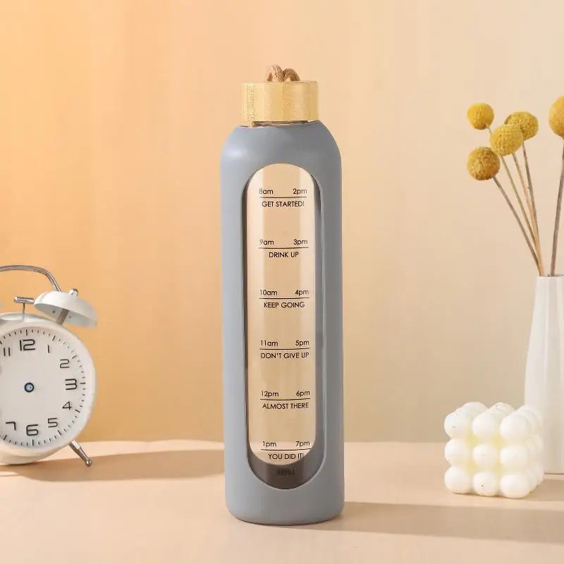 Time-Marker Glass Water Bottle