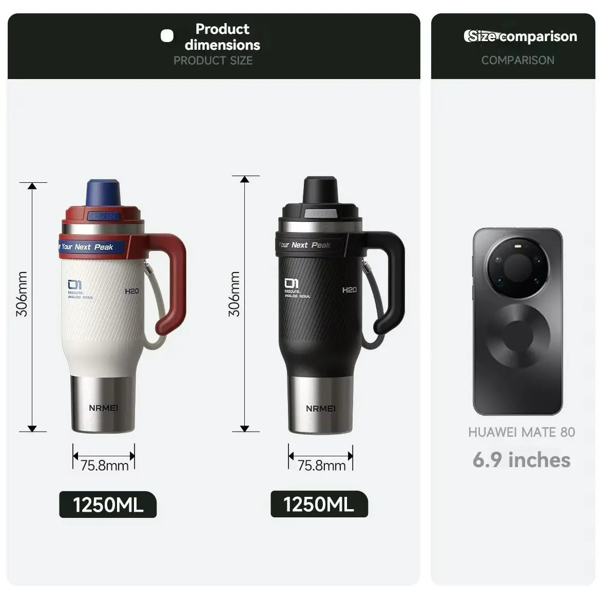 Insulated Straw Tumbler, 1250 ml