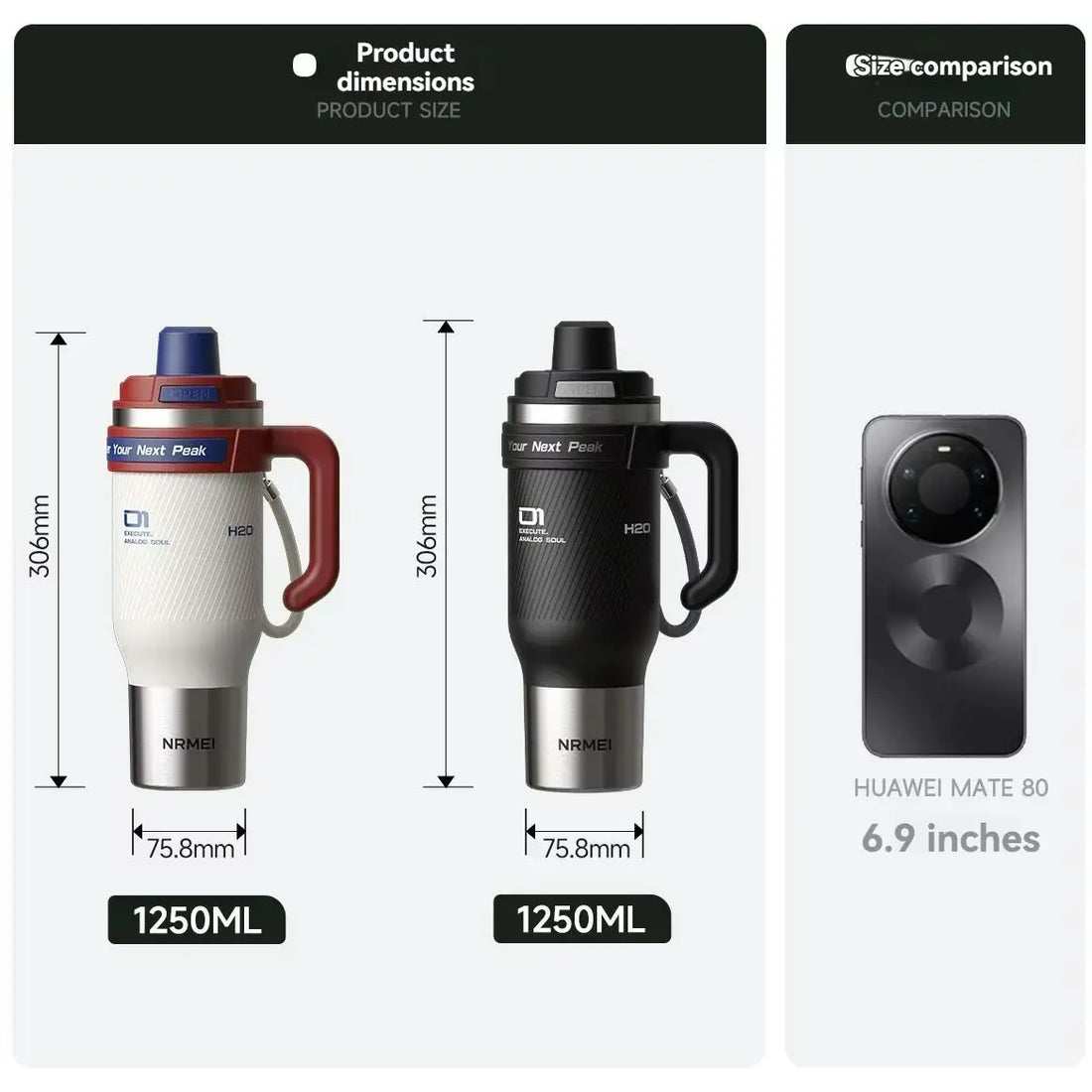 Insulated Straw Tumbler, 1250 ml