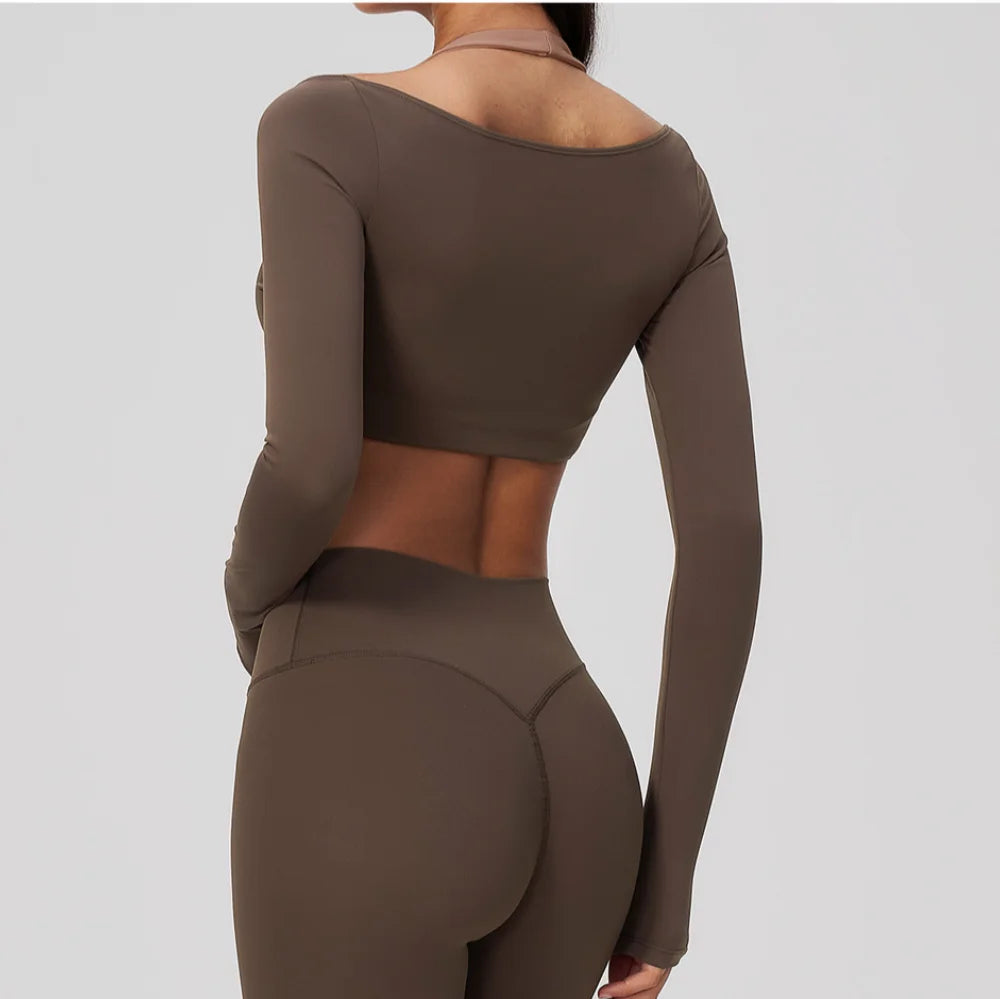 Open-Back Long-Sleeve Crop Top