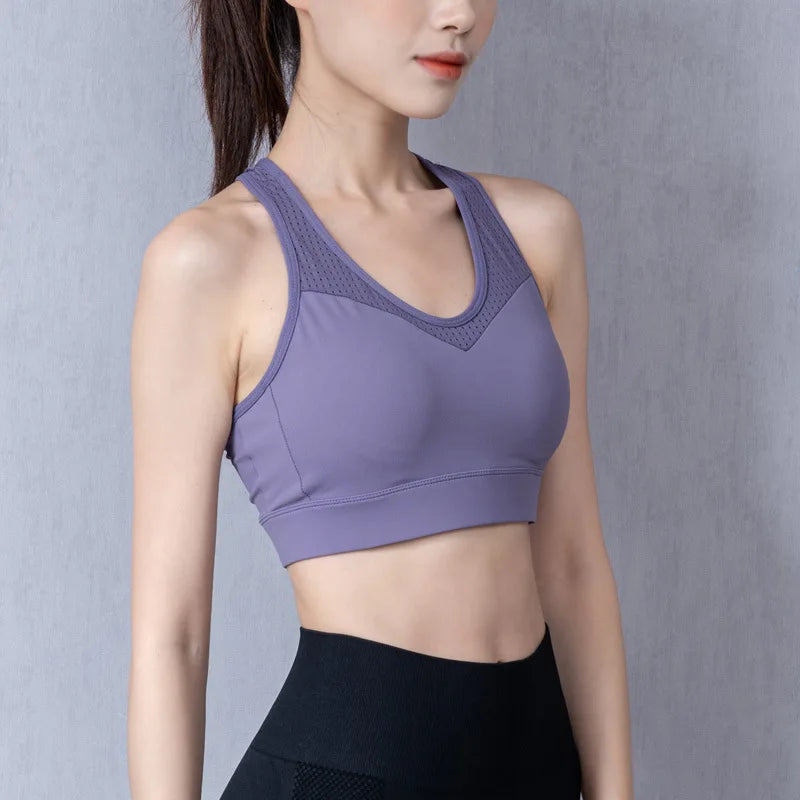 Mesh-Back Racerback Sports Bra