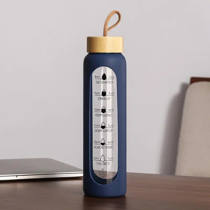 Time-Marker Glass Water Bottle