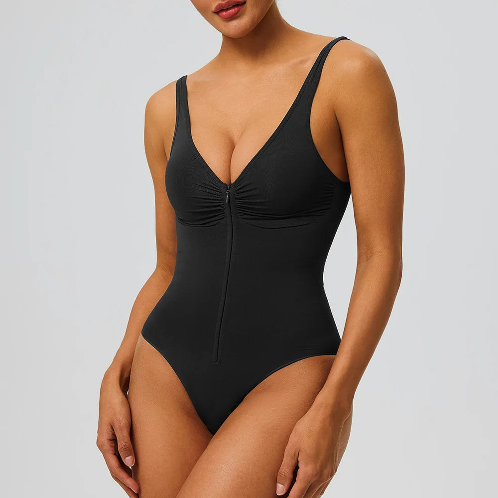 Zip-Front Shaping Bodysuit
