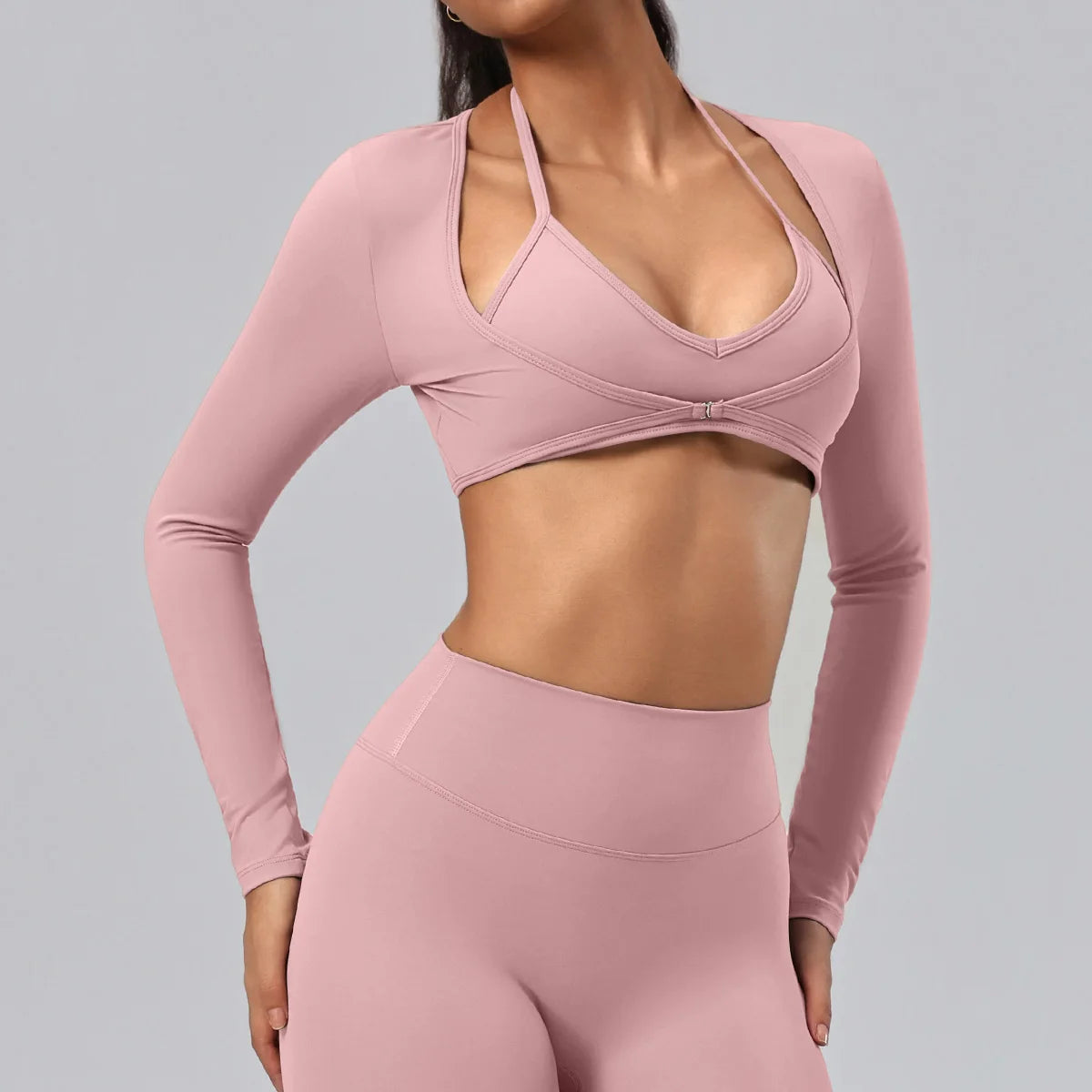 Long-Sleeve Wrap Crop Top